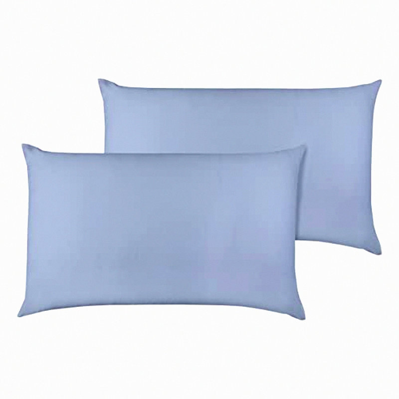 FairTrade Sateen Soft Pillowcase Set - 100% Cotton, 300 Thread Count, GOTS Certified, Queen Size, Light Blue - 2 Piece Pack
