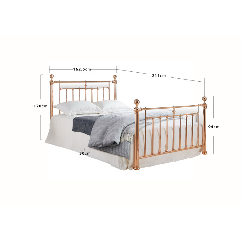 Hiruela Metal Storage Bed, Chrome, Kingsize (5')