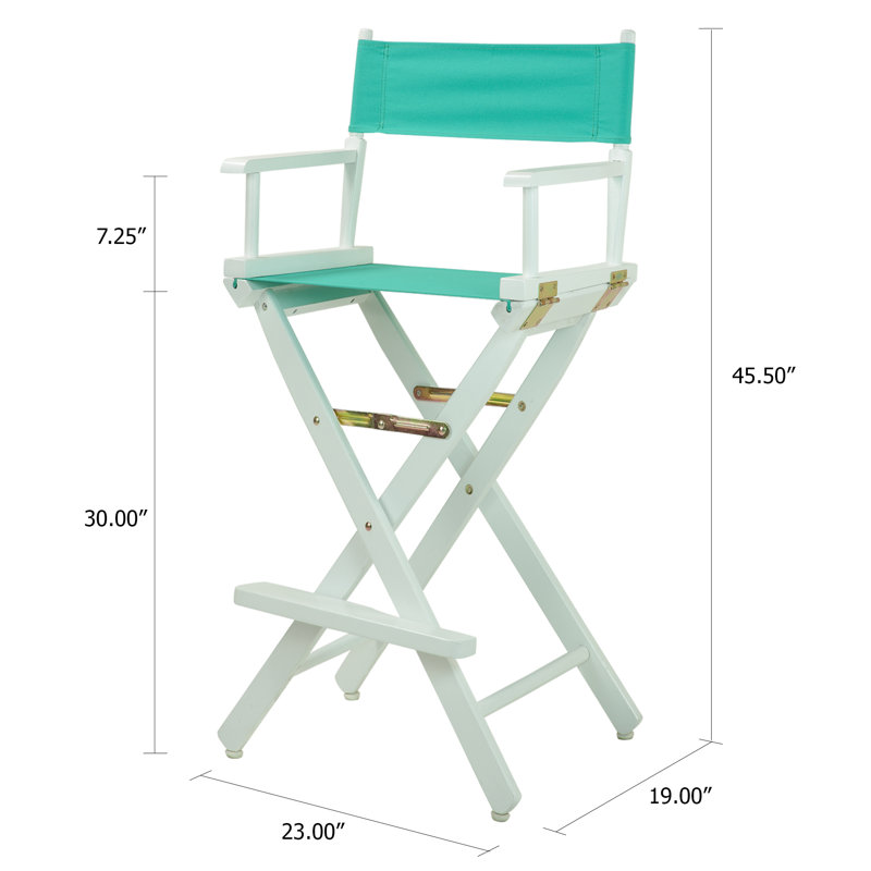 30" Folding Director Chair with Canvas, Teal, White