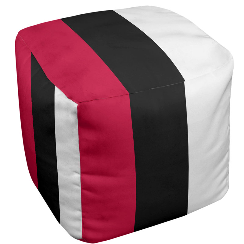 Repose-pieds cube new jersey college rayures, Rouge / Noir / Blanc