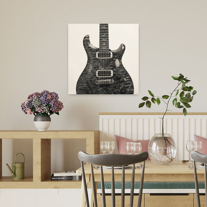 Guitare I, art contemporain abstrait, H 18 po x l 18 po