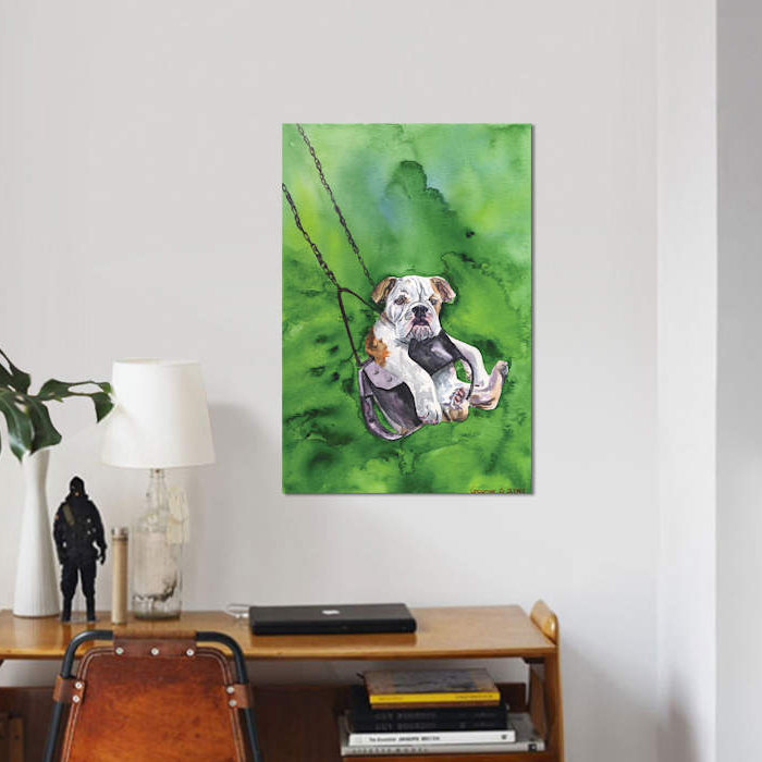 "american bouledogue chiot" , impression sur toile, H 12 po x l 8 po x P 0,75 po, Toile tendue, Pas de tapis