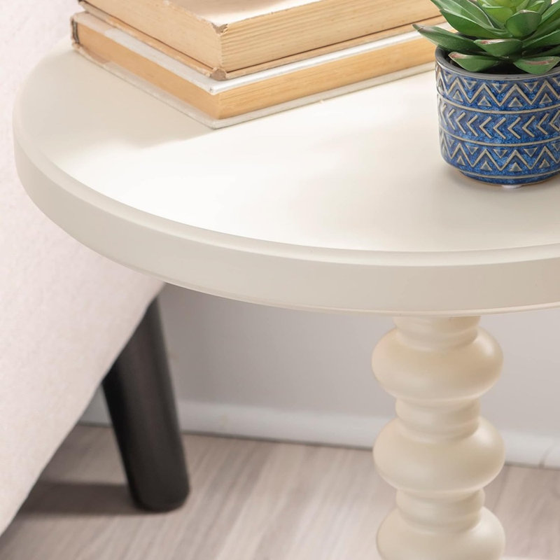 Table d'appoint ronde blanche cassée à piédestal