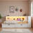 Wood Daybed With Storage Shelves, Usb Ports, Led And 2 Drawers-1055073413