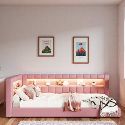 Upholstered Daybed With Usb Ports And Led Light Strips