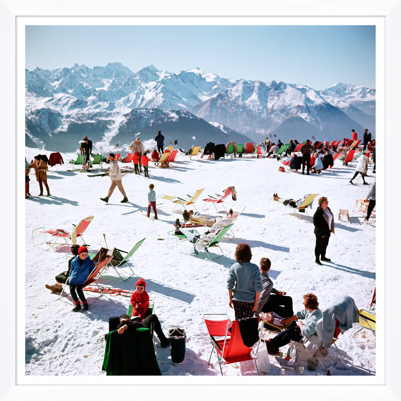 Verbier Vacation Print by Slim Aarons, White Single Picture Framed, 51.5" H x 51.5" W x 1.5" D