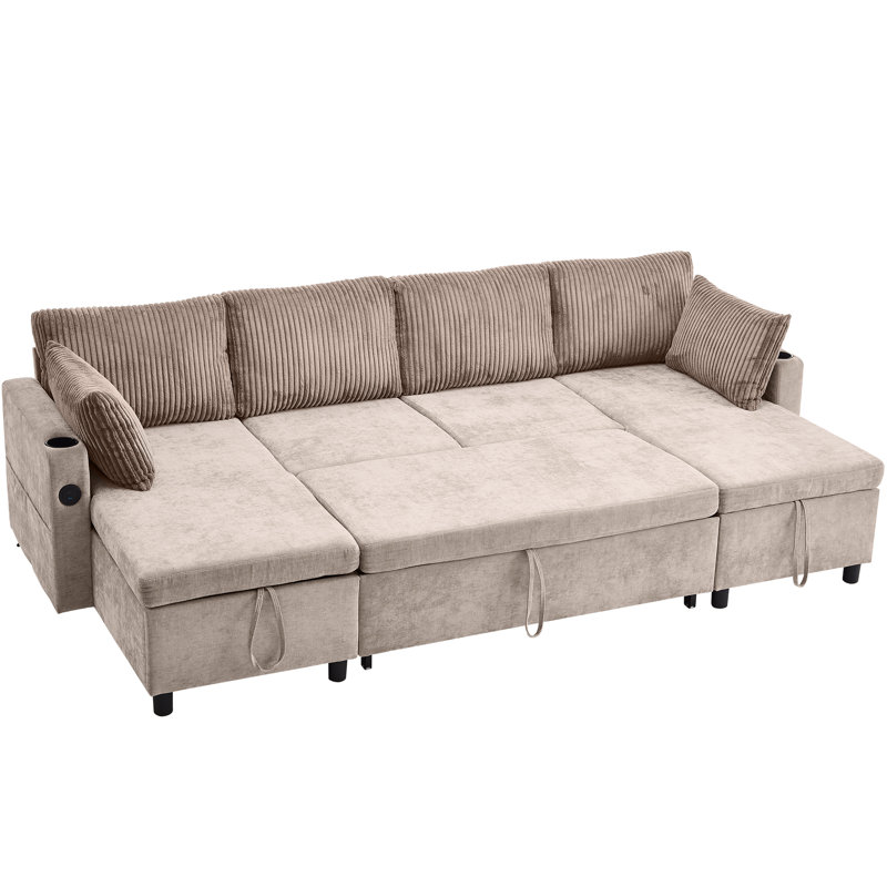Canapé modulaire spacieux avec rangement, chenille moderne, salon
