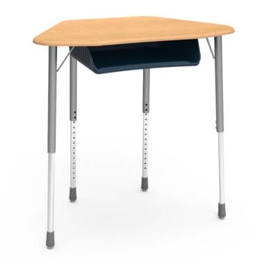 Lorell Classroom Student Combo Desk Rectangular Top NavyMedium Oak