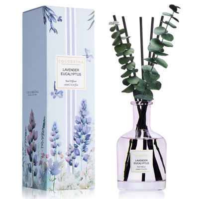  Lavender Eucalyptus 6.76 Fl Oz Reed Diffuser with 8 Reeds & Real Eucalpytus Sticks, Long Lasting Home Fragrance for Bedroom Bathroom Office Decor