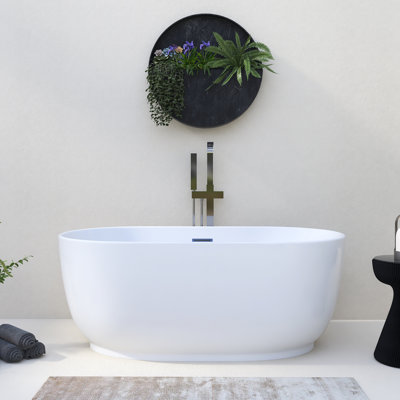 Baignoire de trempage autoportante en acrylique brillant blanc 60 "x 31,5" avec bonde
