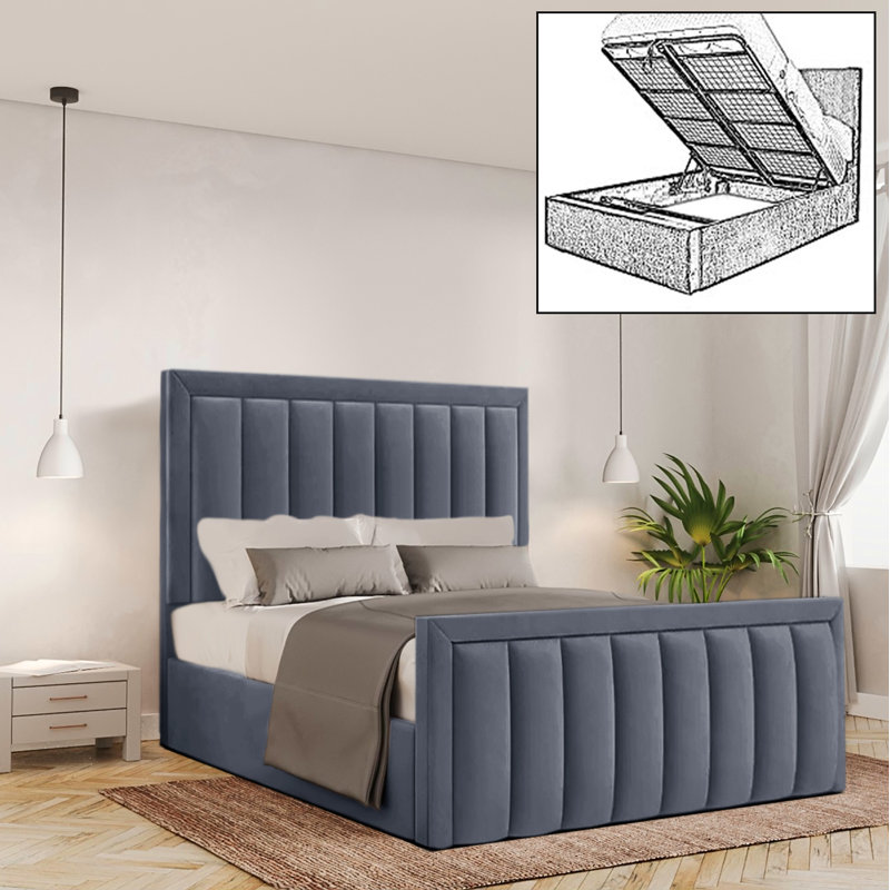 Bhopal Upholstered Ottoman Storage Bed, Single (3'), Charcoal