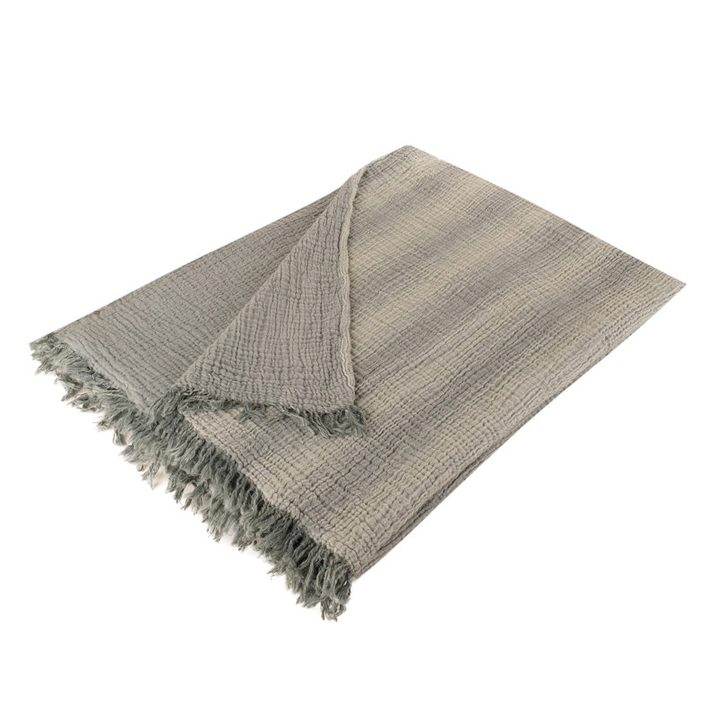 Cotton Striped Coverlet, Gray