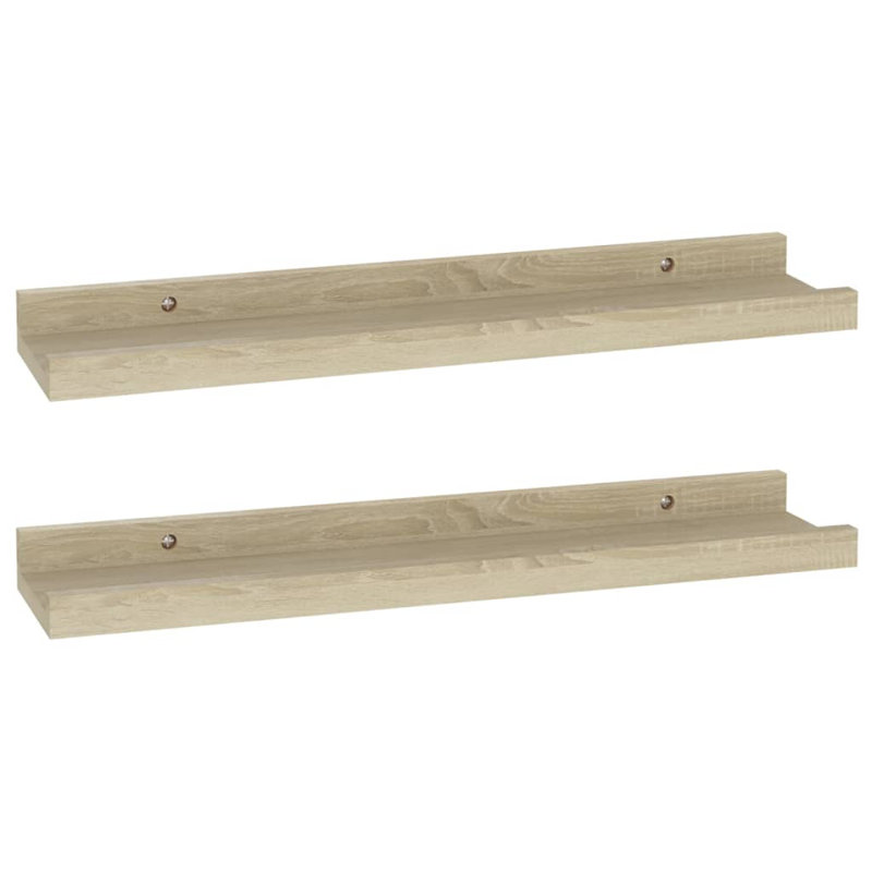 Gracelan 2 Piece Picture Ledge Wall Shelf, 3 cm H x 40 cm W x 9 cm D, Sonoma Oak