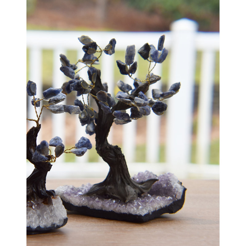 Bonsaï artificiel sur pied, Sodalite, H 3,5 po x l 3 po x P 3 po