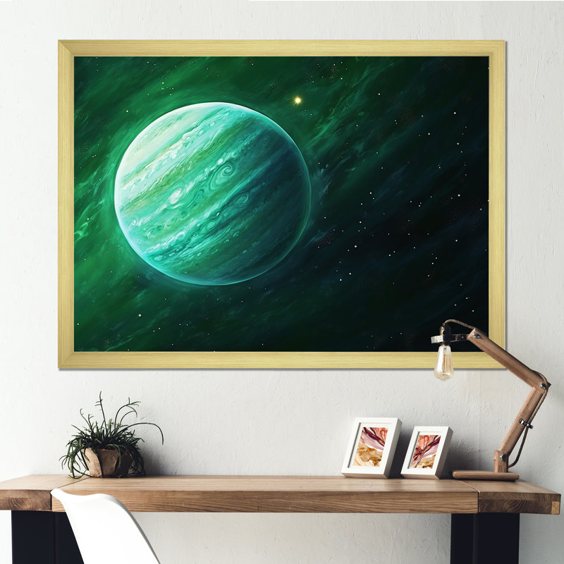 " Jade Jupiter Planet In Outer Space I ", Gold Single Picture Framed, 24" H x 32" W x 1" D