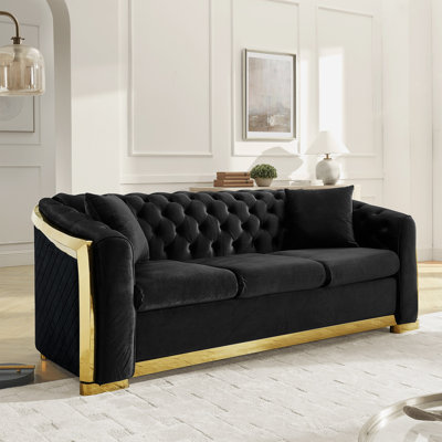 Edmond Velvet Couch SOFA With GOLD Legs