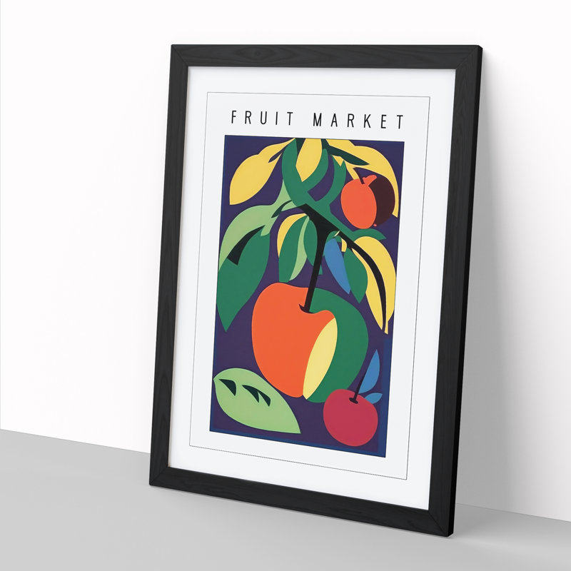 Apple Fruit Market Exhibition Vol.6 - Single Picture Frame Print on Wood, 64cm H x 46cm W x 2cm D