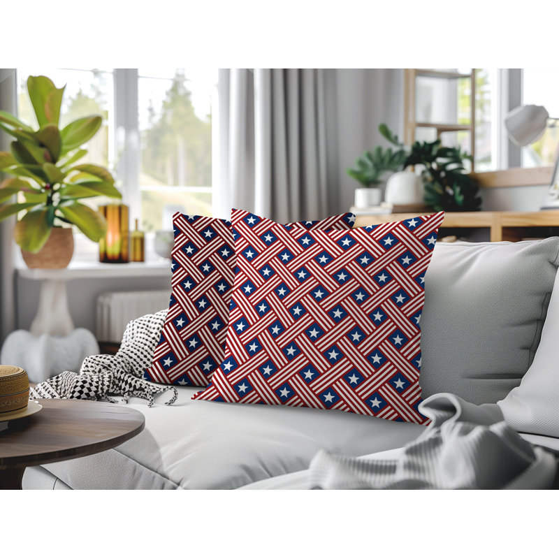 Ensemble de coussins réversibles intérieur / extérieur Star Stripe, Navy Blue, 20x20