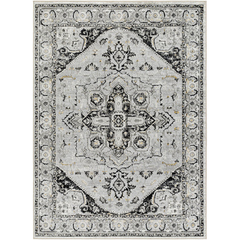Mikel Traditional Charcoal Area Rug, Rectangle 9' x 12'