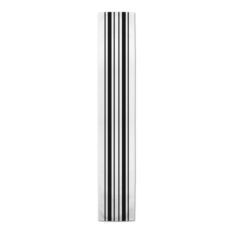 Analiyah Rectangle Striped Polyester Table Runner, 90'' x 16'', Black