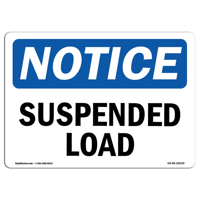 Signe ou étiquette de charge suspendue, H 12 po x l 18 po x P 0,1 po