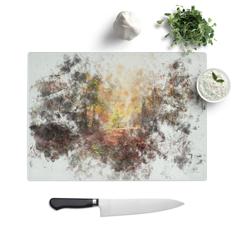 Tempered Glass Sunlight Through the Trees Chopping Board, 28.5 cm x 39 cm