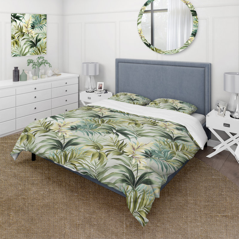 Ensemble de housse de couette motif tropical, Housse de couette pour très grand lit et 2 très