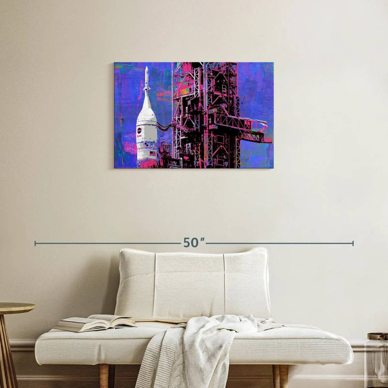 Oberle Moon Rocket And Gantry Tower, 20" H x 30" W