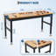 Établi 60 po à hauteur réglable avec prises intégrées et plateau en bois d'hévéa robuste, banc de travail d'une capacité de 2 500 lb, table de travail de garage pour atelier, atelier de réparation, maison, bureau