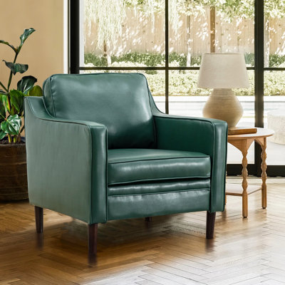 Jannae 32 Inch Vegan Leather Upholstered Square Arm Accent Chair