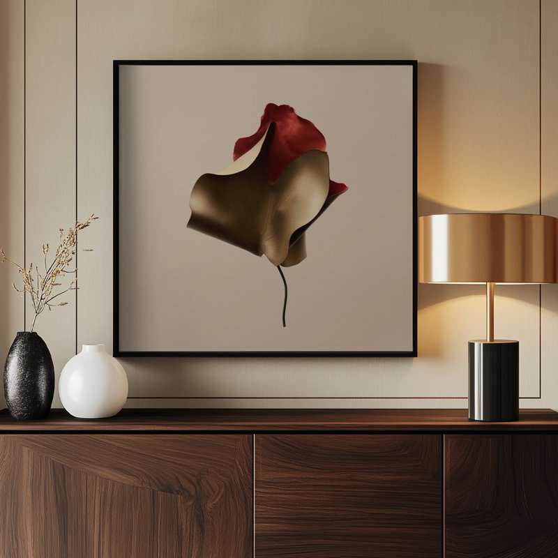 Metallic Flora NAo3 – Contemporary Botanical Sculpture With Luminous Metallic Accents Print by Alma, 20" H x 20" W, Black