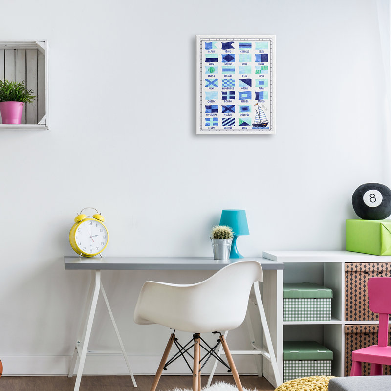 «Blue Nautical Flag Sailing Maritime Symbols Table» par Erica Billups - impression, Toile tendue, H 20 po x l 16 po