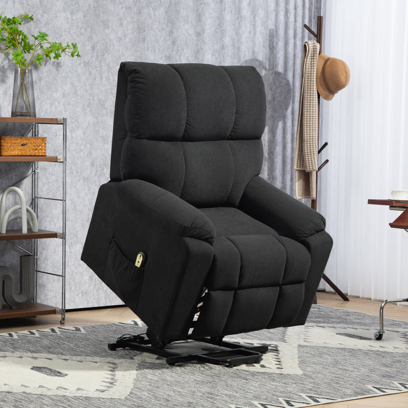 Fauteuil relevable, fauteuil inclinable électrique avec poche latérale, télécommande, , Noir