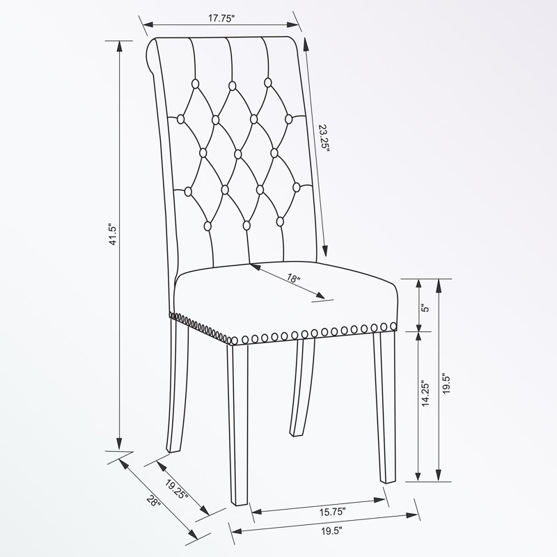 Chaise de salle à manger 2 pièces avec dossier capitonné et clous décoratifs, Sable
