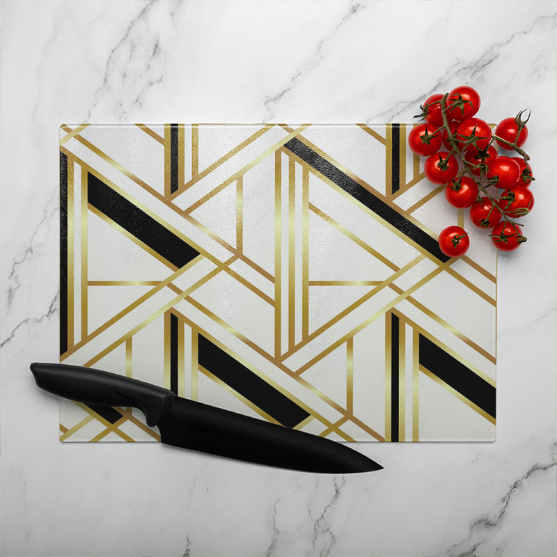 Art Deco Glass Chopping Board, 28cm L x 20cm W