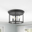 Savala 3-Light Classic Candle Glass Black Dimmable Flush Mount Light