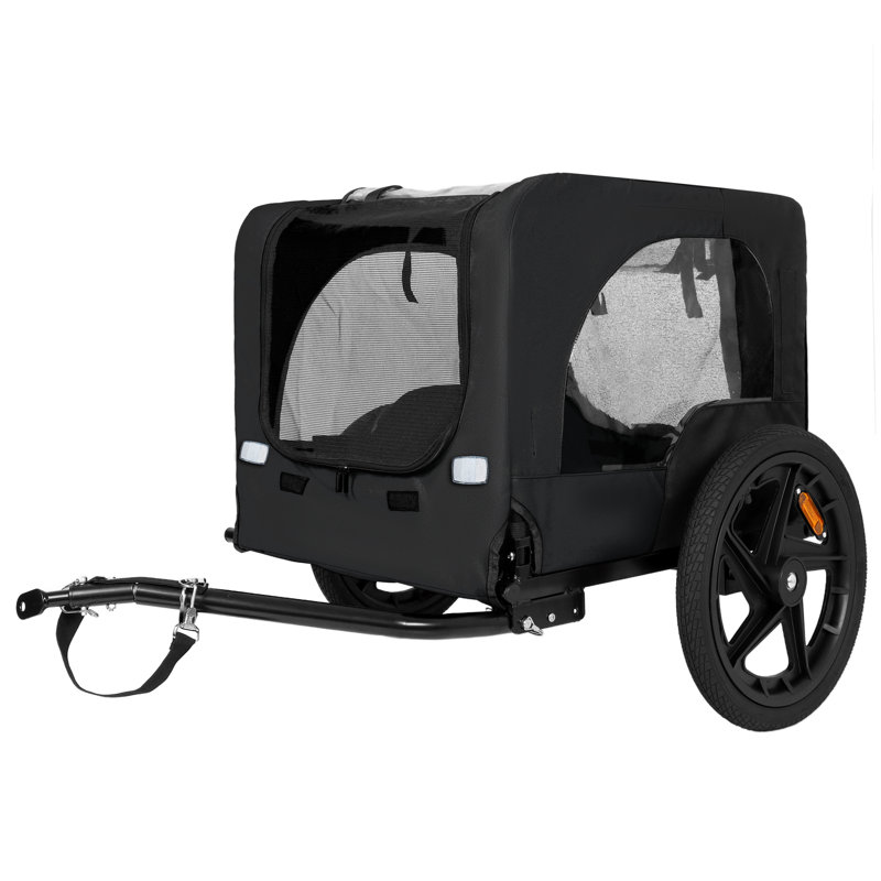 Heavy Duty Collapsible Pet Bike Trailer With 16-Inch All-Terrain Wheels And Universal Hitch – Foldable Dog/Cargo Carrier Cart For Bicycles, Black