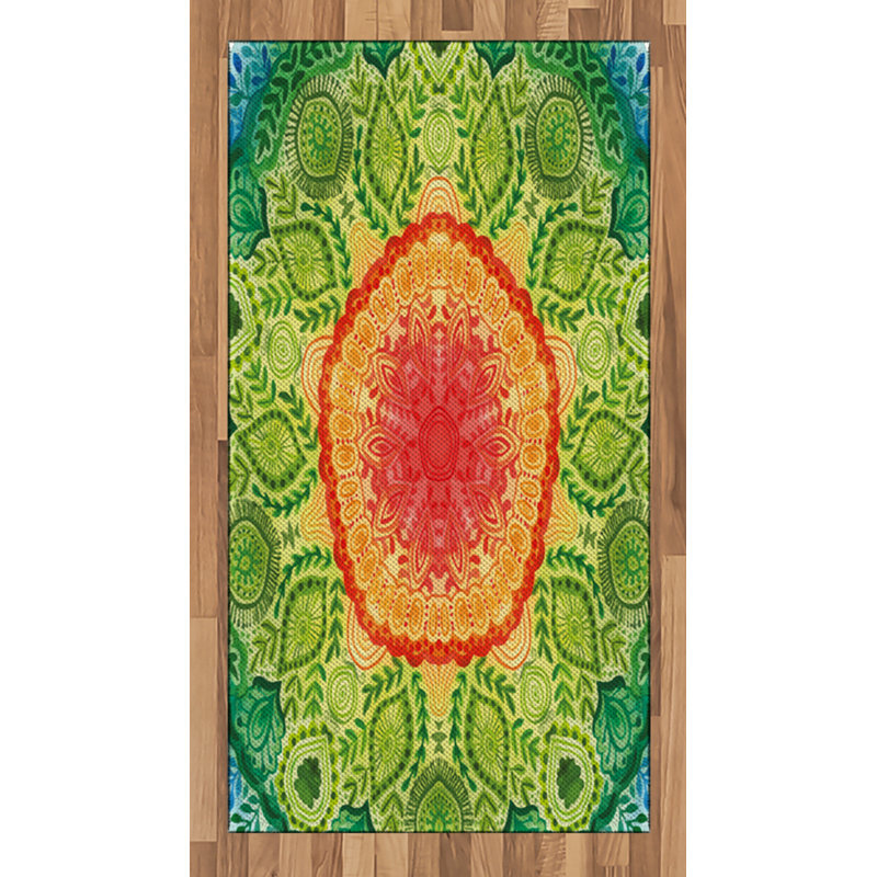 Ethnic High Density Long Fiber Poly Threads Decorative Area Rug Carpet, Rectangle 2'7" x 5'
