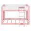 Lit superposé bas simple, lit superposé convertible en bois avec échelle réversible et barrières de sécurité, rose et blanc-1518713980-1518713976