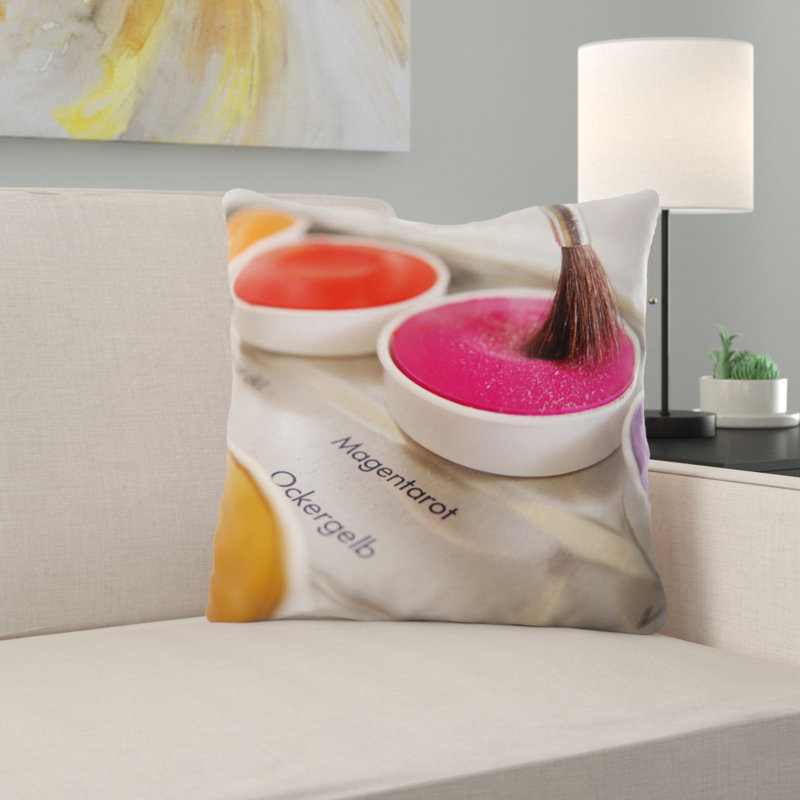 Coussin décoratif aquarelle Posner, Microsuède, Intérieur