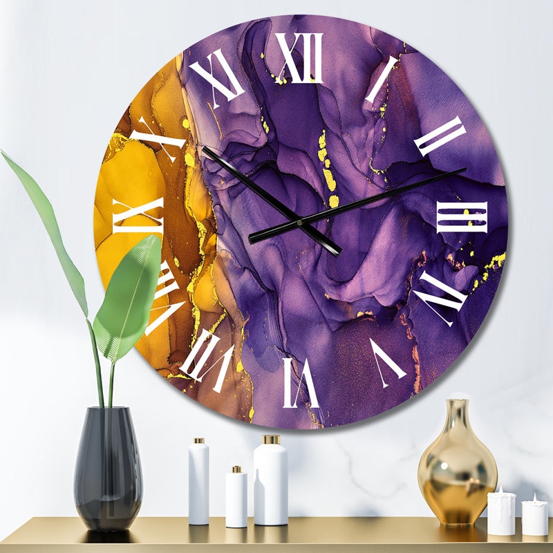 Horloge murale moderne mauve et brune, Petit