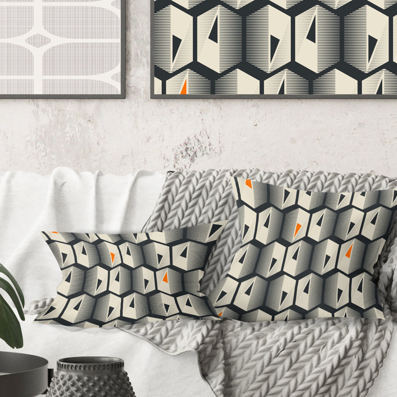 Abstract Retro Triangular Geometrics - Mid-Century ModernPrinted Throw Pillow