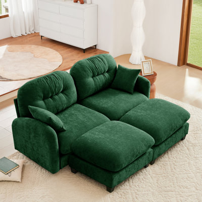 Braegger Modular Sectional Sofa with Chenille Fabric and Tufted Backrest Design