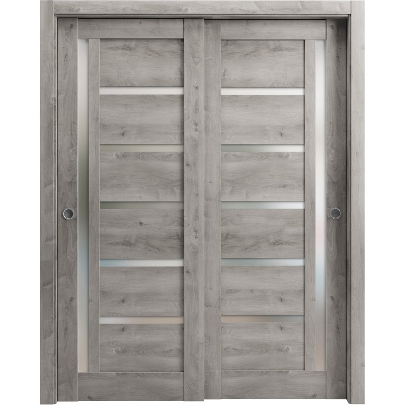 Portes à panneaux coulissantes à panneaux Quadro, 64 po x 96 po, Gris Nebraska