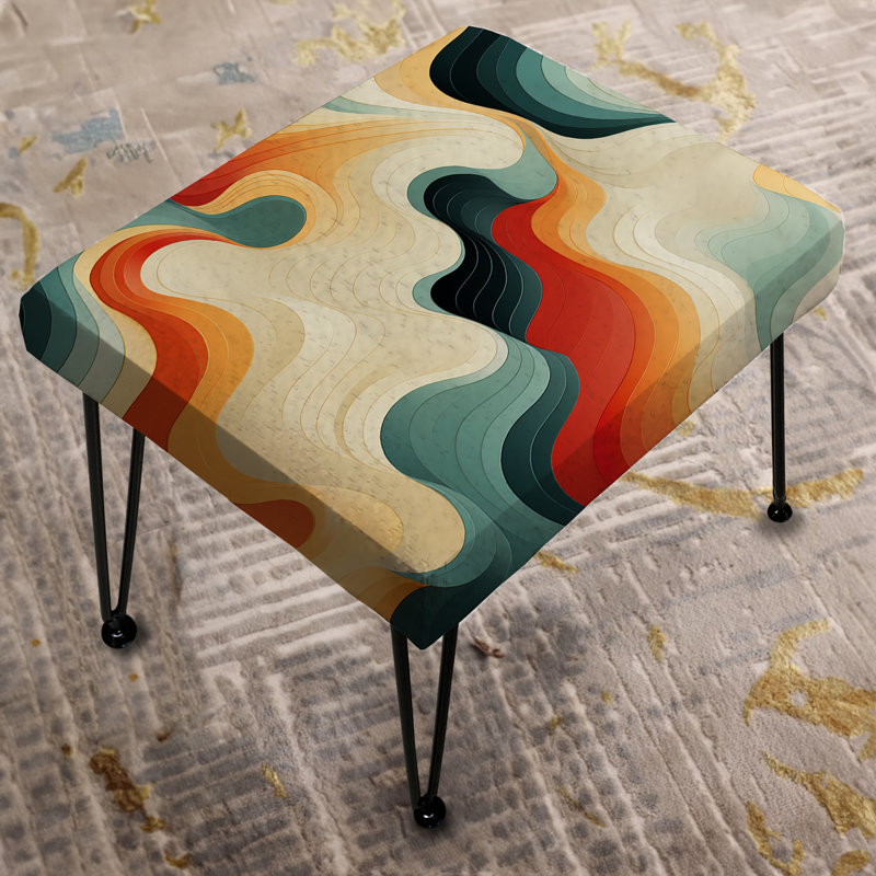 Nostalgic Mod Waves - Repose-pieds rectangulaire Mid-Century