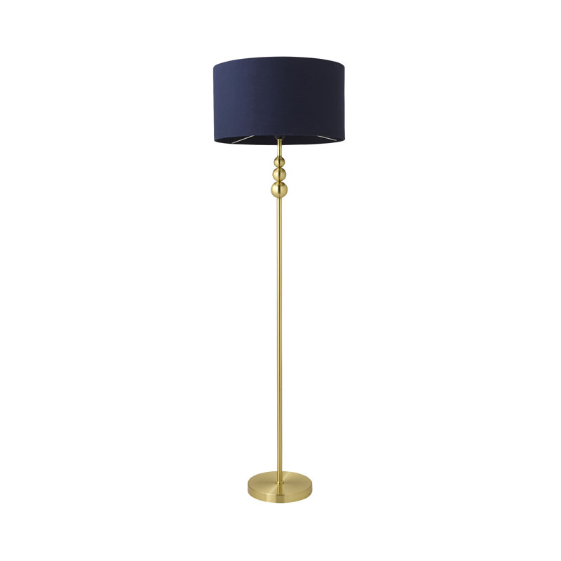Randalia 145cm Traditional Floor Lamp, Navy, Brushed Gold