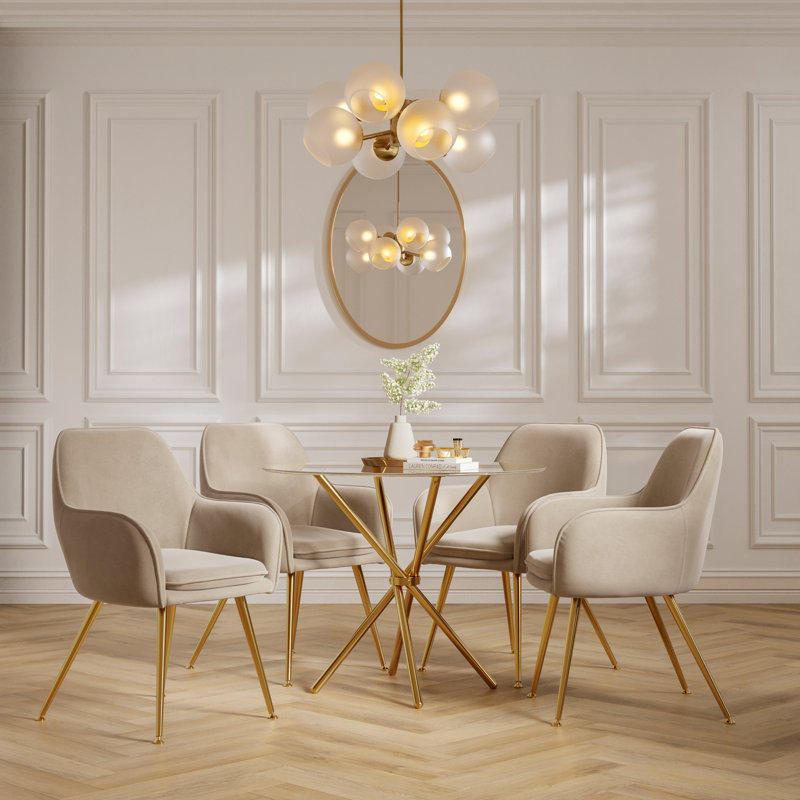 CASA ROUND DINING TABLE, Clear, Gold