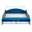 Lit plateforme double en forme de voiture de course avec roues, bleu