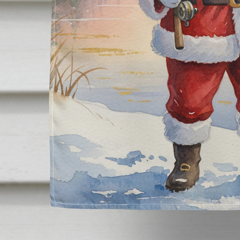 Drapeau de la maison de Noël pêche avec le père Noël et l'achigan à petite bouche, House Size