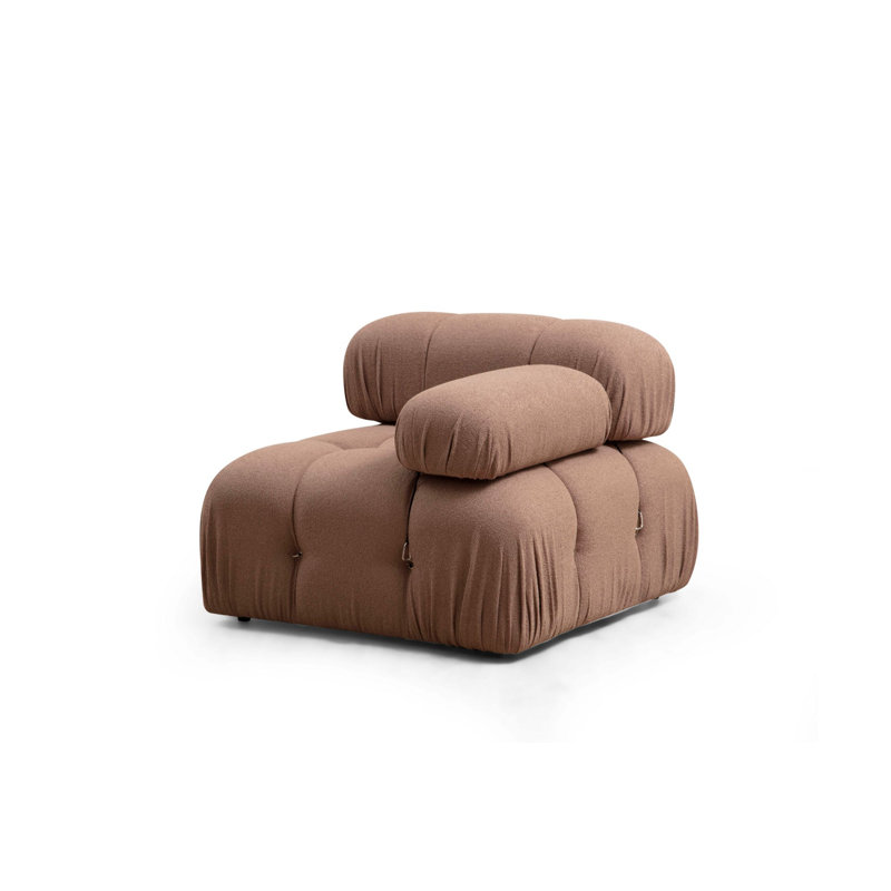 Elegant 1-Seat Sofa, Solid Brown, 37.4 x 37.4 x 29.5 inches | Beech Wood & Chipboard Frame, 100% Polyester Fabric, 28 DNS Foam for Comfort | Detachable Back & Arm, Customizable Modular Units, Perfect for Scandinavian Decor